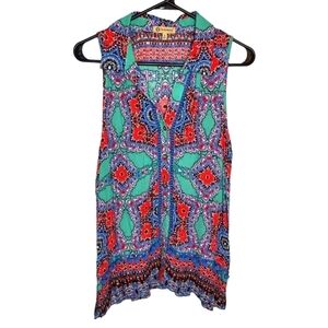 DEMOCRACY WOMENS BOHO SLEEVELESS TOP SIZE SMALL